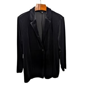 J.Jill XL Velvet Black Blazer Holiday Party New Years Eve NYE Single Button